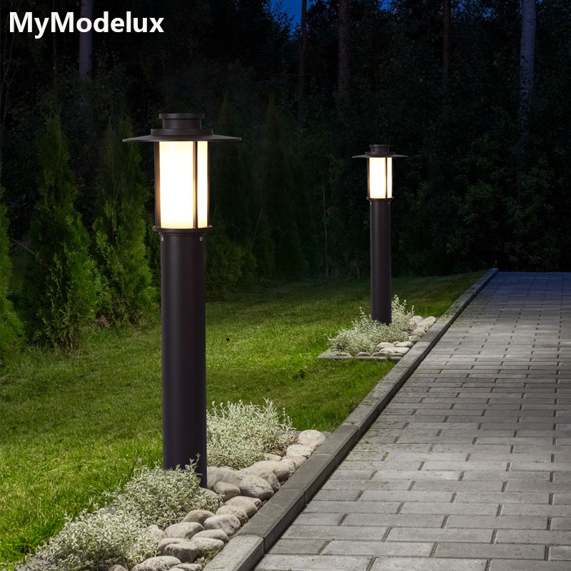 현대 E27 LED 야외 기둥 조명 정원 외관 풍경 조명 알루미늄 잔디 램프 Decoratio 거리 마당 gate15w에 대 한